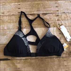 Lole black print Bermuda 2 bikini top NWT. Size L